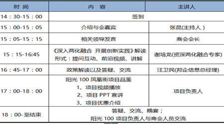 兩化融合公益講座活動議程